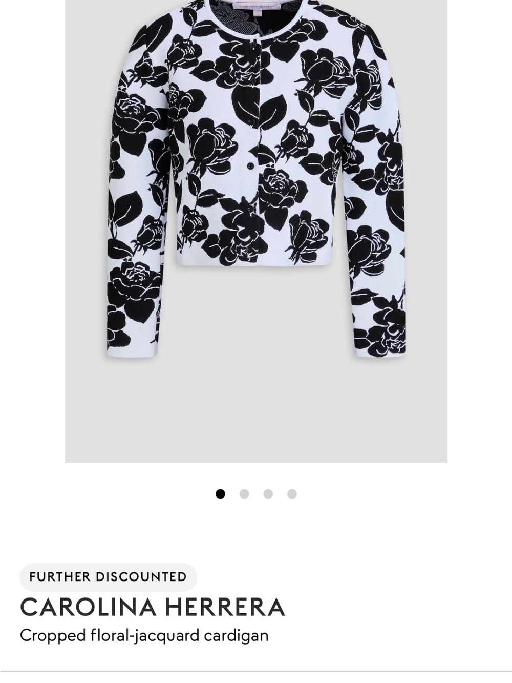 Gorgeous NWOT Carolina Herrera Jacquard Cardigan  Black and White
